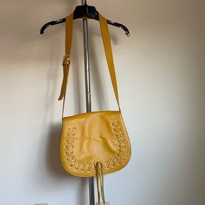 Violetta Canary Yellow Leather Saddle Bag Purse